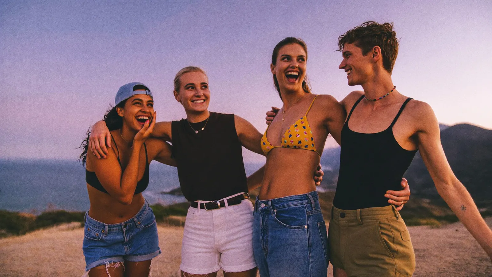 Friends on a group trip together
