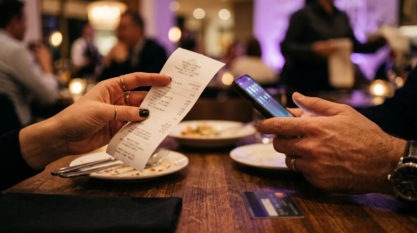 A group splitting a restaurant bill